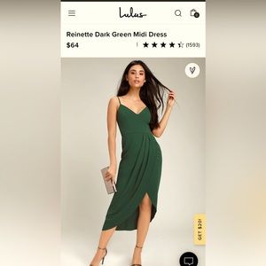 Lulus green wedding guest dress, never worn, size small